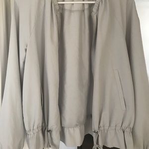 Light gray cinched waist jacket